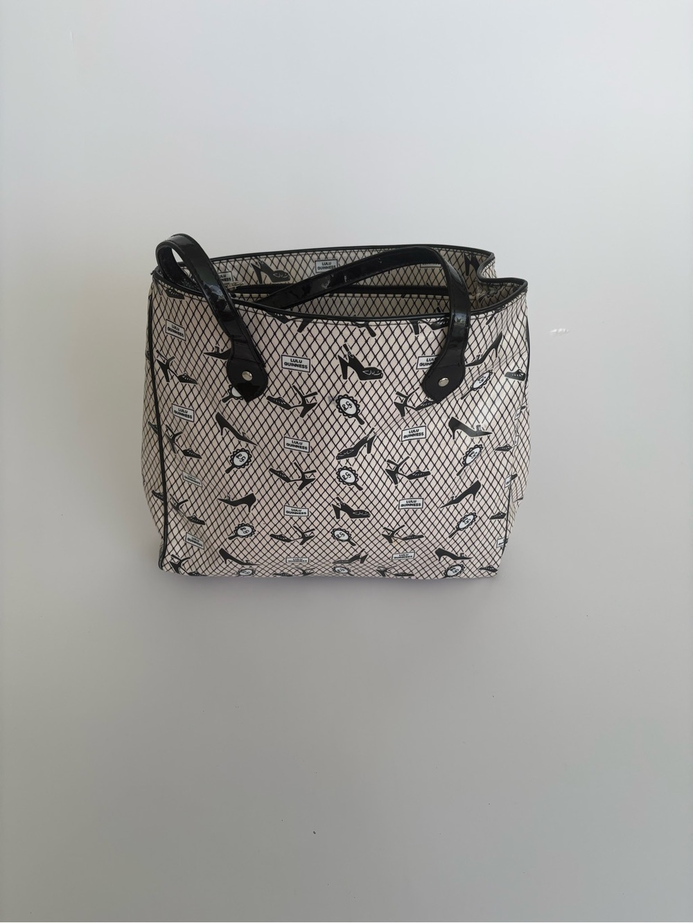Lulu Guinness Beige and Black Print Tote